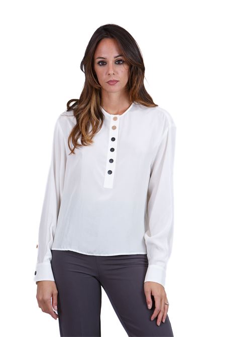 Polo girocollo con bottoni ALYSI | Bluse | 154219-A4010GESSO