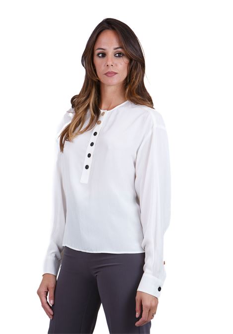 Polo girocollo con bottoni ALYSI | Bluse | 154219-A4010GESSO