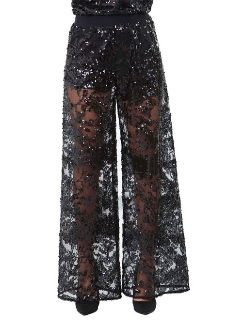 Jhonny pantalone a palazzo in cadì con paillettes SEMICOUTURE | Pantaloni | JHONNY-S4WQ53Y69-0