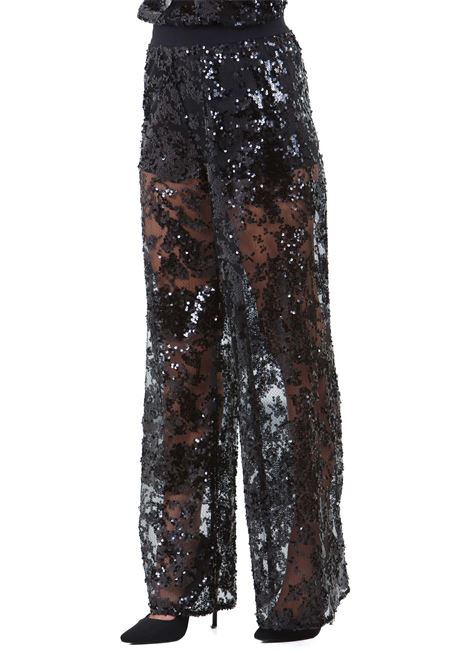 Jhonny pantalone a palazzo in cadì con paillettes SEMICOUTURE | Pantaloni | JHONNY-S4WQ53Y69-0