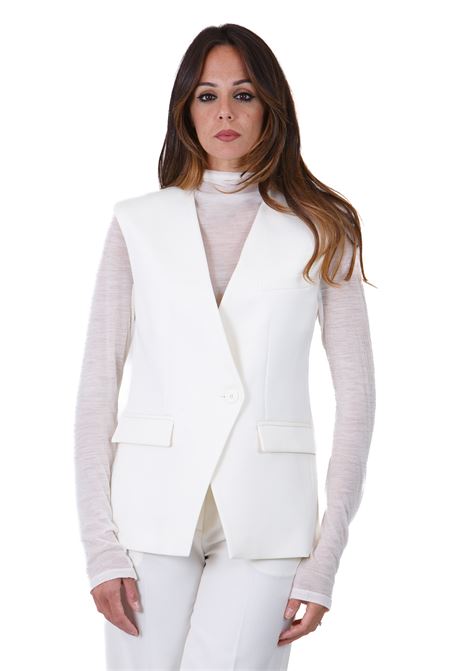 Mara gilet monopetto sfiancato in lana pettinata SEMICOUTURE | Gilet | MARA-S4WO01A12-1